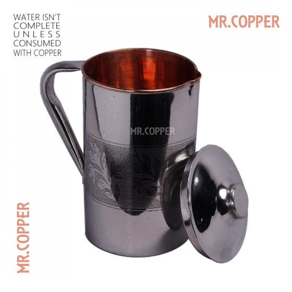 Copper Steel Jug Embossed 2.2 Lits